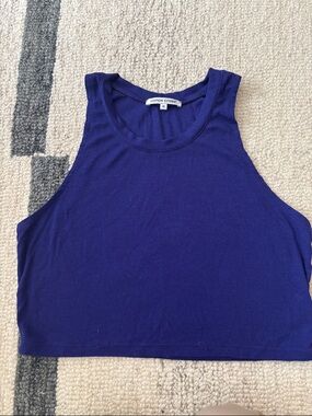 Cotton Citizen Deep Blue Ribbed Cropped Tank